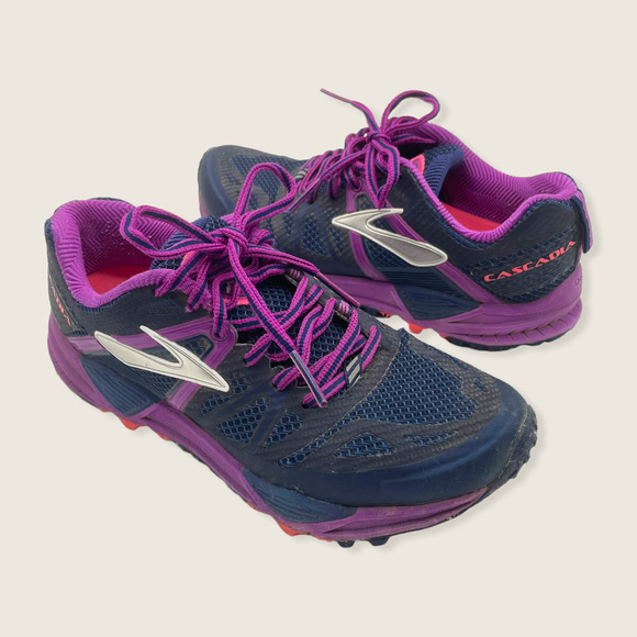 Brooks Cascadia 10 Purple Gray Fabric Mesh Lace Up Trail Running Sneakers 6 - Picture 1 of 9